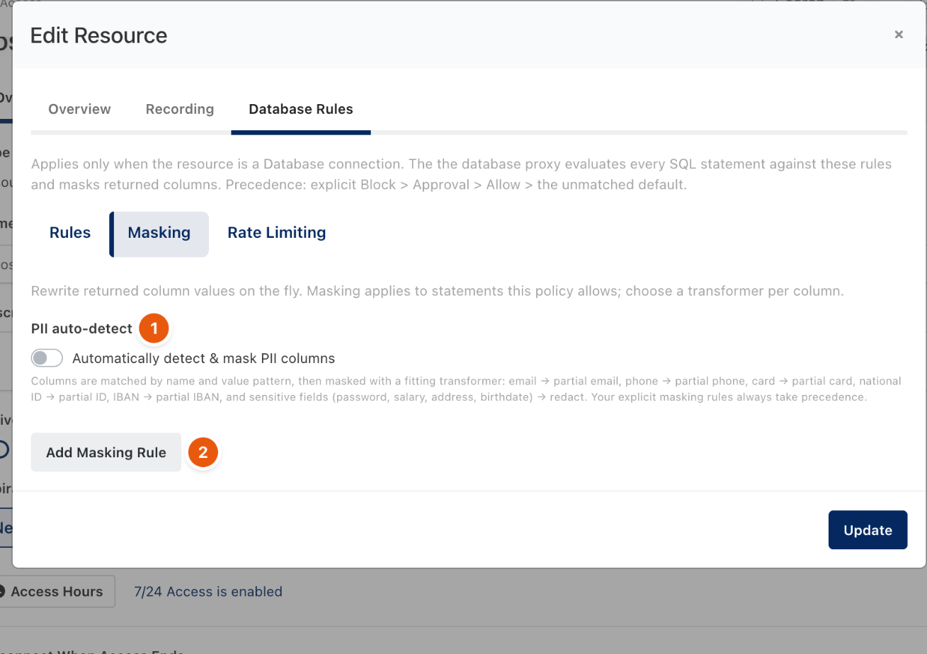Masking tab with PII auto-detect