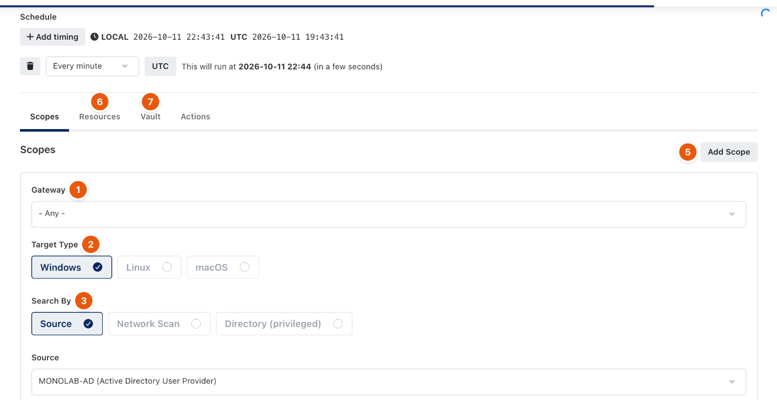 Discovery Policy with Scopes, Resources and Vault tabs