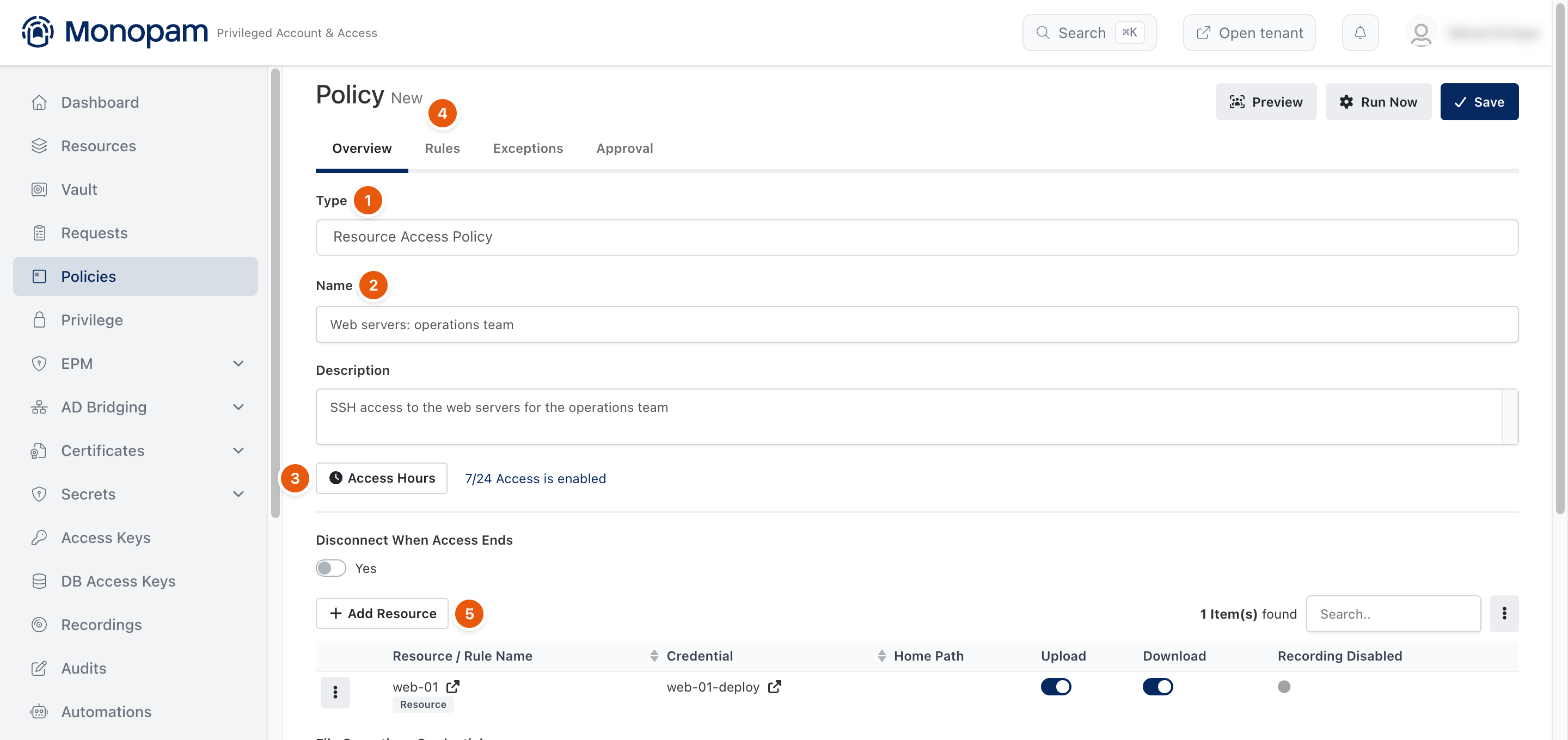 Resource Access Policy overview